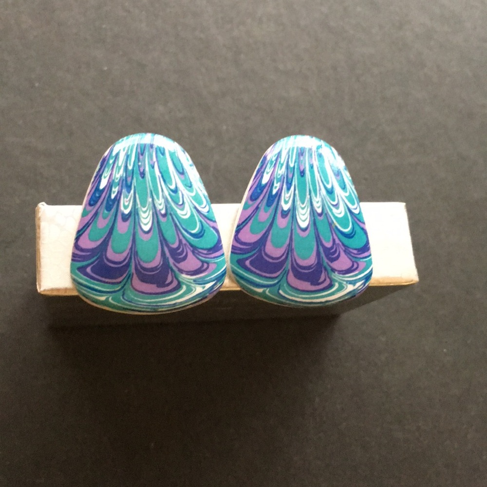 Vintage purple and teal clip on earrings